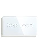 Elegant Dual Touch Light Switch 3 Gang 1 Way, Tempered Glass Panel Light Switch 