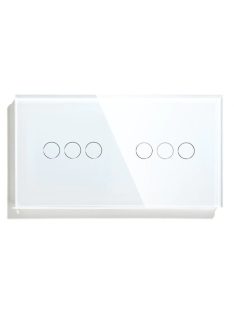   Elegant Dual Touch Light Switch 3 Gang 1 Way, Tempered Glass Panel Light Switch 