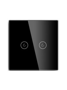 Tuya compatible Wi-Fi smart wall switch 2 gang 1 way black