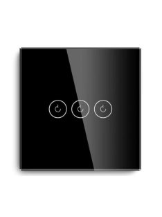   TUYA Wi-Fi érintő villanykapcsoló fekete, hárompólusú, okos villanykapcsoló, Elegant család