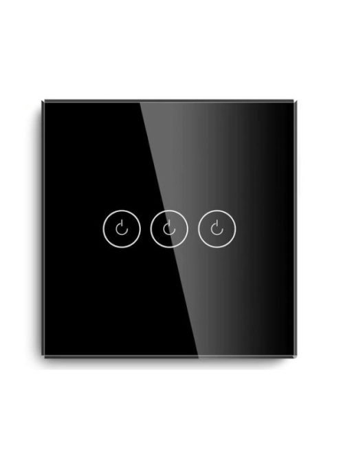 Tuya compatible Wi-Fi smart wall switch 3 gang 1 way Black