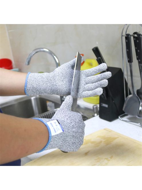 Cut Resistant Gloves Grey Black HPPE EN388 L Size