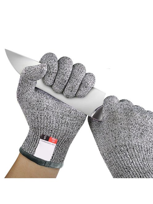 Cut Resistant Gloves Grey Black HPPE EN388 Level 5 XL