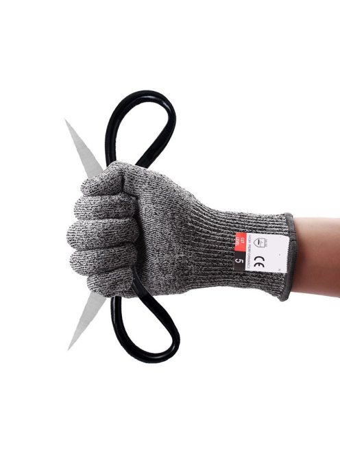 Cut Resistant Gloves Grey Black HPPE EN388 Level 5 XL