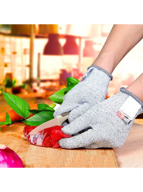 Cut Resistant Gloves Grey Black HPPE EN388 Level 5 XL