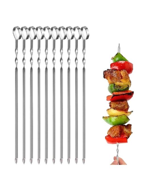 Skewers For Barbecue Reusable Grill Stainless Steel