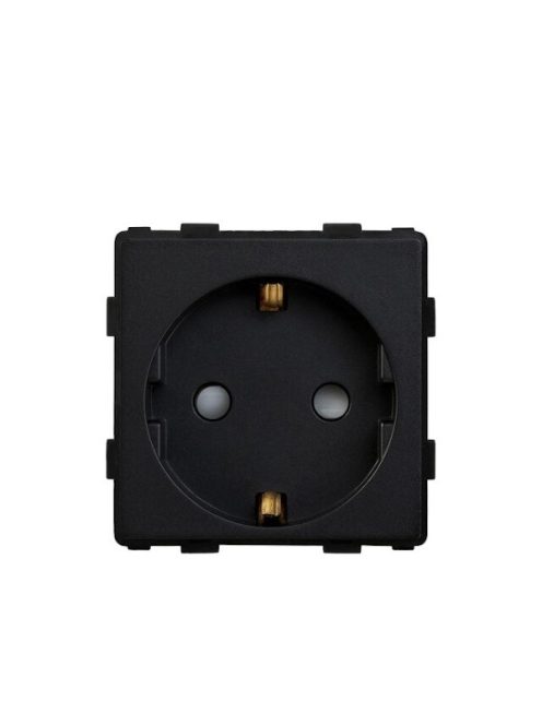 Electronic wall socket without frame, plastc black