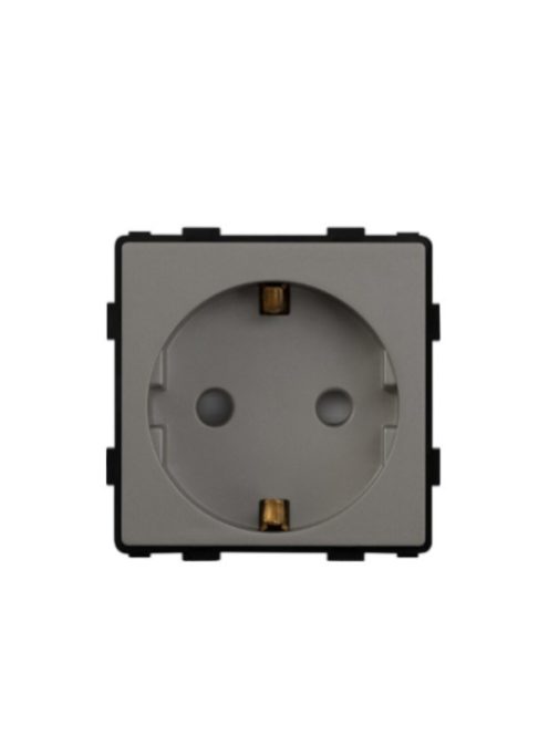 Electronic wall socket without frame, plastic grey