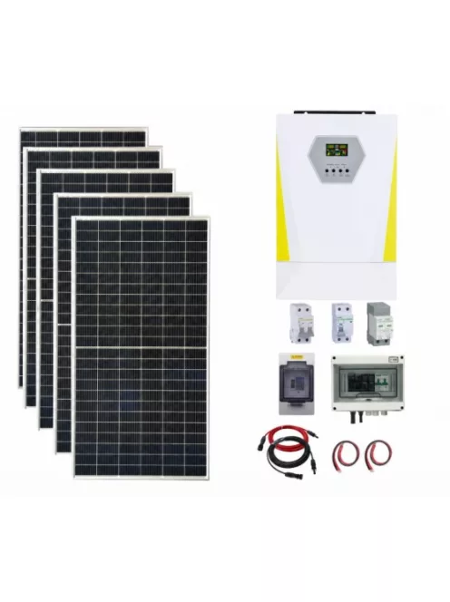Napelem rendszer 2,325kW, 7200W / 3600W  hibrid inverter WiFi-vel, MPPT töltésvezérlő, 24V-os rendszer