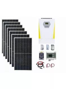   Hibrid üzemű napelem rendszer 3,15kW, 7200W / 3600W  hibrid inverter WiFi-vel, MPPT töltésvezérlő, 24V-os rendszer