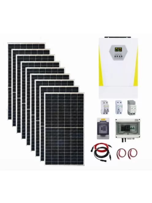 Napelem rendszer 4kW, 7200W / 3600W  hibrid inverter WiFi-vel, MPPT töltésvezérlő, 24V-os rendszer