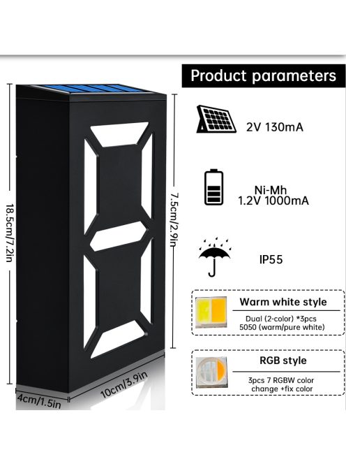 Napelemes LED házszám 1-9-ig beállítható, színes vagy fehér világítás