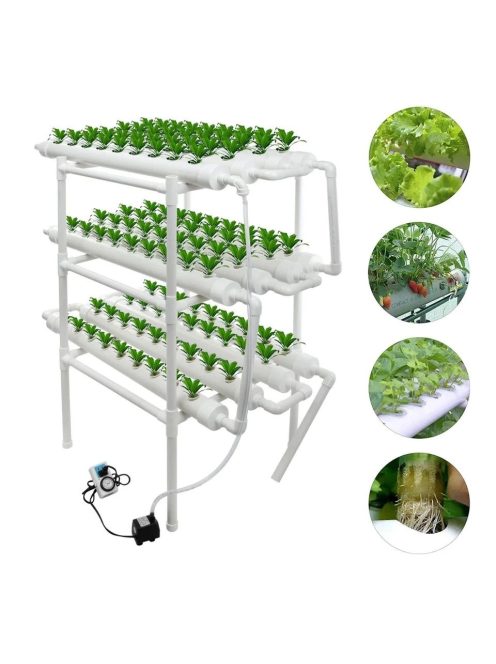 Hidroponikus rendszer, hidroponikus csővezetékrendszer, 108 db növény nevelésére 