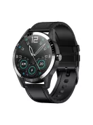 Smart watch for man Multifunctional waterproof, black leather