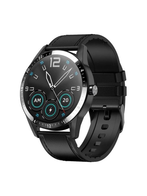 Smart watch for man Multifunctional waterproof, black leather