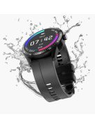 Smart watch for man Multifunctional waterproof, black leather
