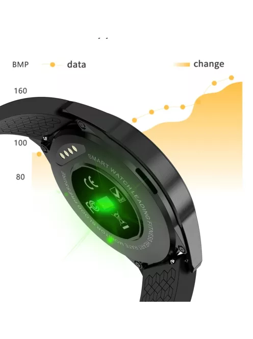 Smart watch for man Multifunctional waterproof, black leather