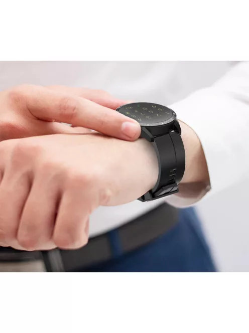 Smart watch for man Multifunctional waterproof, black leather