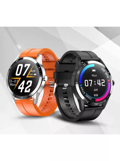 Smart watch for man Multifunctional waterproof, black leather