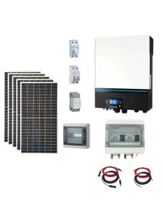   Hibrid üzemű napelem rendszer 1,76 kW napelem, 8kW  2 stringes inverter dupla MPPT töltésvezérlővel, WiFi-vel, 120A MPPT, 48V rendszer