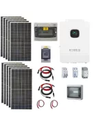 Hibrid üzemű, sziget üzemű 1 fázisú napelem rendszer 8 kW napelem, 10kW  2 stringes inverter dupla MPPT töltésvezérlővel, WiFi-vel