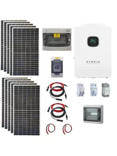   Hybrid 1 phase solar system, 8kW 425W solar panel, 10kW 1 phase hybrid inverter with WiFi, 2 strings, 48V