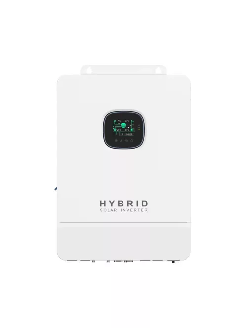 Hibrid üzemű, sziget üzemű 1 fázisú napelem rendszer 8 kW napelem, 10kW  2 stringes inverter dupla MPPT töltésvezérlővel, WiFi-vel