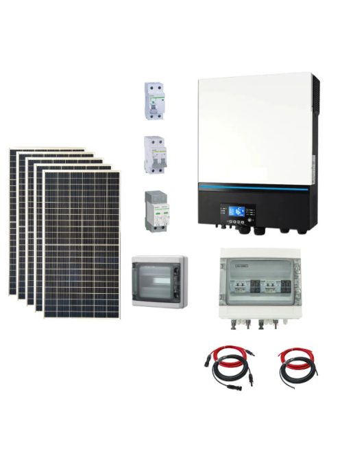 Hibrid üzemű napelem rendszer 2,64 kW napelem, 8kW  2 stringes inverter dupla MPPT töltésvezérlővel, WiFi-vel, 120A MPPT, 48V rendszer