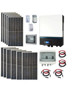   Hibrid üzemű napelem rendszer 6 kW napelem, 11kW  2 stringes inverter dupla MPPT töltésvezérlővel, WiFi-vel, 120A MPPT, 48V rendszer