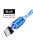 Mágneses USB gyors micro kábel kék áramló LED fénnyel
