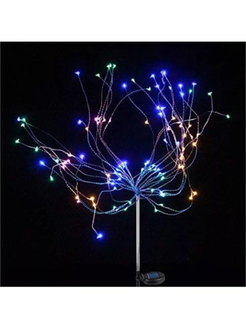 Napelemes kültéri színes dekorációs LED lámpa, tüzijáték hatás 150 db LED