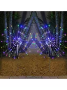 Napelemes kültéri színes dekorációs LED lámpa, tüzijáték hatás 150 db LED