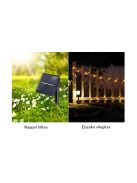 Napelemes fényfüzér 200 LED kültéri, infra távirányítóval, dimmelhető, vízálló Meleg Fehér