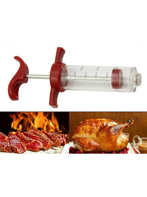 Meat syringe for pickling with a 30 ml container with 3 different sized needles 