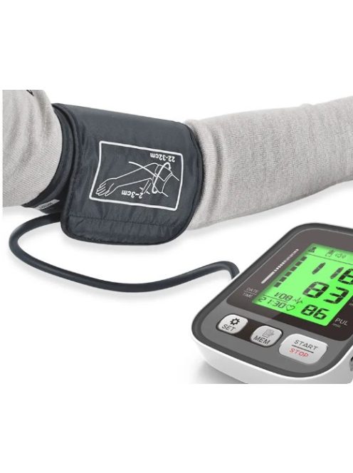 Professzionális orvosi vérnyomásmérő, gyógyászati segédeszköz Digitális felkaros, színes LCD kijelző (állítható mandzsetta kerülete: 22-32 cm)