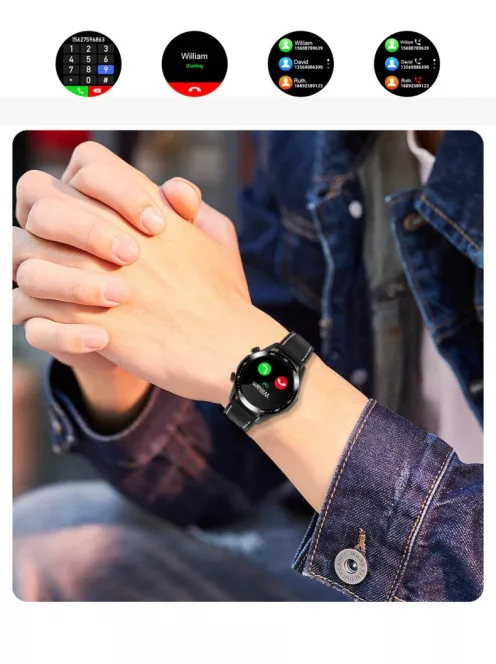 Smart Watch for Men, Bluetooth Call Custom Dial Full Touch Screen Waterproof, silver