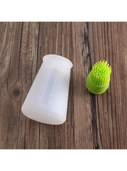 Portable Silicone Oil Bottle with Brush Green