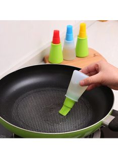 Portable Silicone Oil Bottle with Brush Red