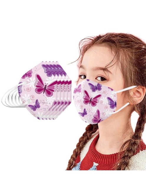 Gyerek maszk FFP2 (KN95) egészségügyi szájmaszk Pink Pillangós