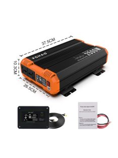   5000W inverter tiszta szinuszos DC 12V-ról AC 220V-ra dupla aljzattal, LED kijelzővel, távvezérlővel FCHAO