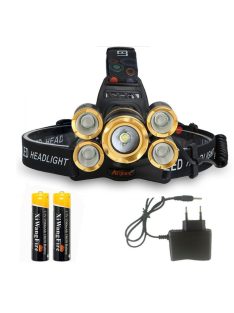   Fejlámpa 3000 lumen, zoom, 18650 akkumulátor 2 db, 90 fokban állítható, nagyteljesítmény