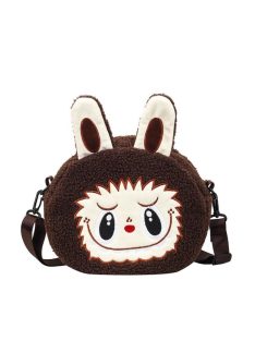 Labubu Plush Crossbody Bag, brown