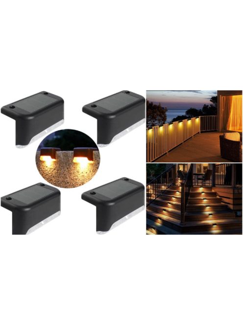 Napelemes, vízálló  lépcső / korlát lámpa fekete