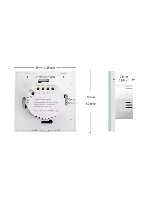 Philips Hue kompatibilis Érintő Villanykapcsoló Üveg Zigbee 1 állású