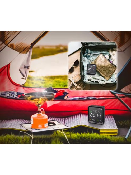 Multifunctional Portable 3-in-1 CO Detector with Temperature & Humidity Meter and LCD Display