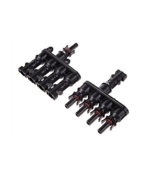 MC4 4T napelem csatlakozó, párhuzamosító, elosztó, egyesítő szett, 4 vezetéket egyesít