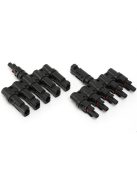 MC4 5T napelem csatlakozó, párhuzamosító, elosztó, egyesítő szett, 5 vezetéket egyesít