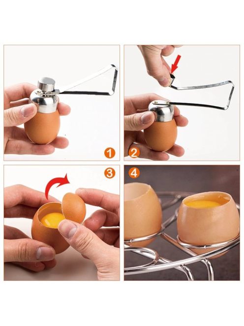 Egg Scissors Egg Topper Cutter Shell Opener Stainless Steel Boiled Raw Egg Open Creative Kitchen Tools Set
