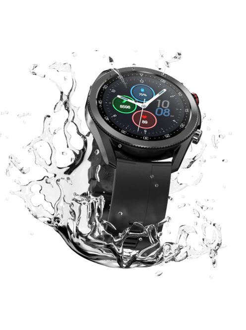 Okosóra férfiaknak, pulzusmérés, vérnyomásmérés, vér oxigénszint mérés, alvás monitor, vízálló, fekete fémszíj