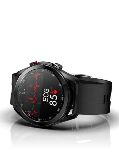 Okosóra férfiaknak, pulzusmérés, vérnyomásmérés, vér oxigénszint mérés, alvás monitor, vízálló, fekete fémszíj